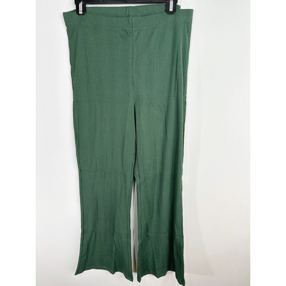AERIE High Rise Flared‎ Ribbed Legging Dark Green Large NWT